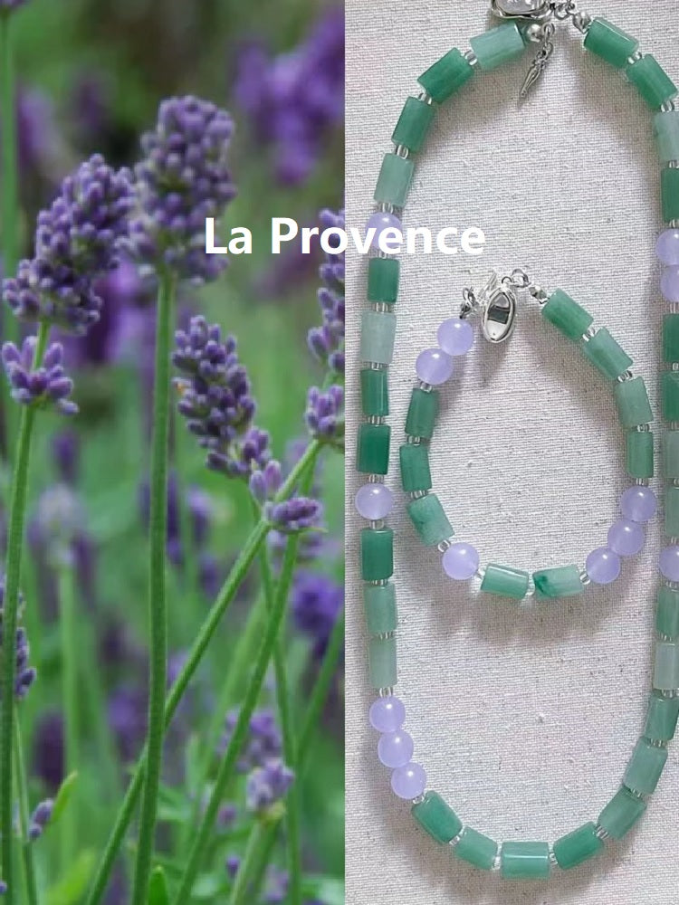 La Provence - Green Aventurine and Purple Chalcedony Necklace & Bracelet