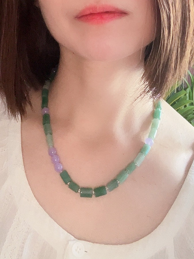 La Provence - Green Aventurine and Purple Chalcedony Necklace & Bracelet