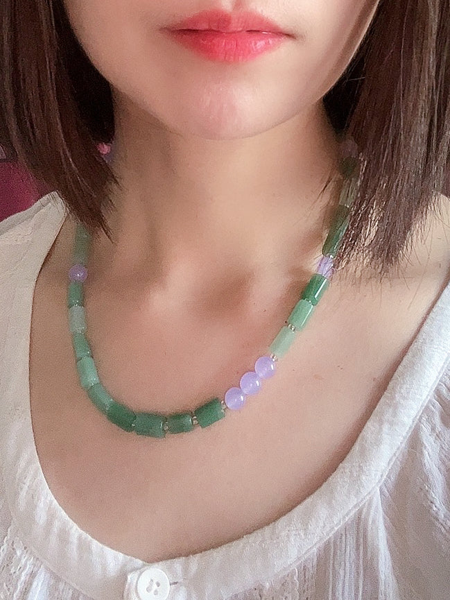 La Provence - Green Aventurine and Purple Chalcedony Necklace & Bracelet