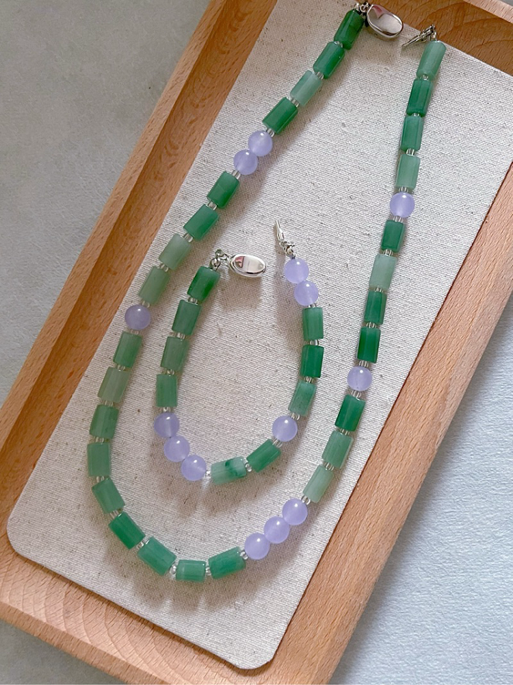 La Provence - Green Aventurine and Purple Chalcedony Necklace & Bracelet