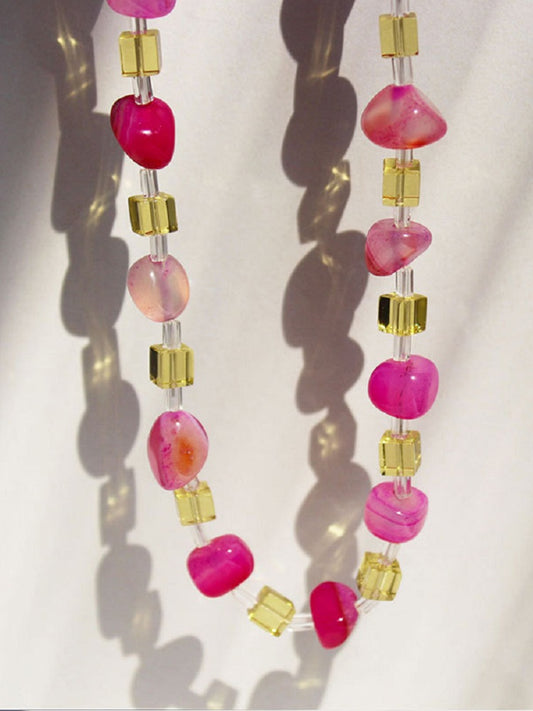 Dare to Shine - Natural Agate & Crystal Necklace