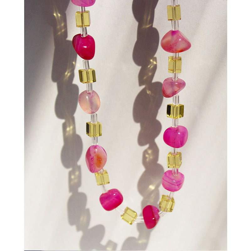 Dare to Shine - Natural Agate & Crystal Necklace