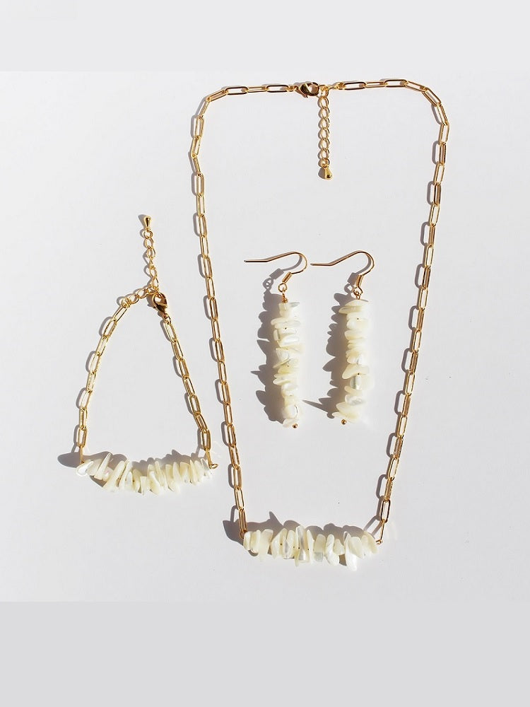 Caribbean Beach - Natural Shell Necklace Bracelet & Earrings