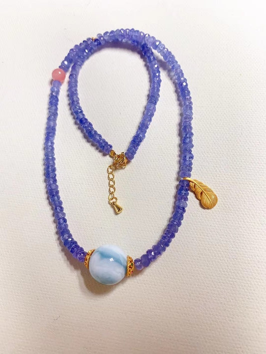 Le Coeur de la Mer - Natural Tanzanite & Larimar Necklace