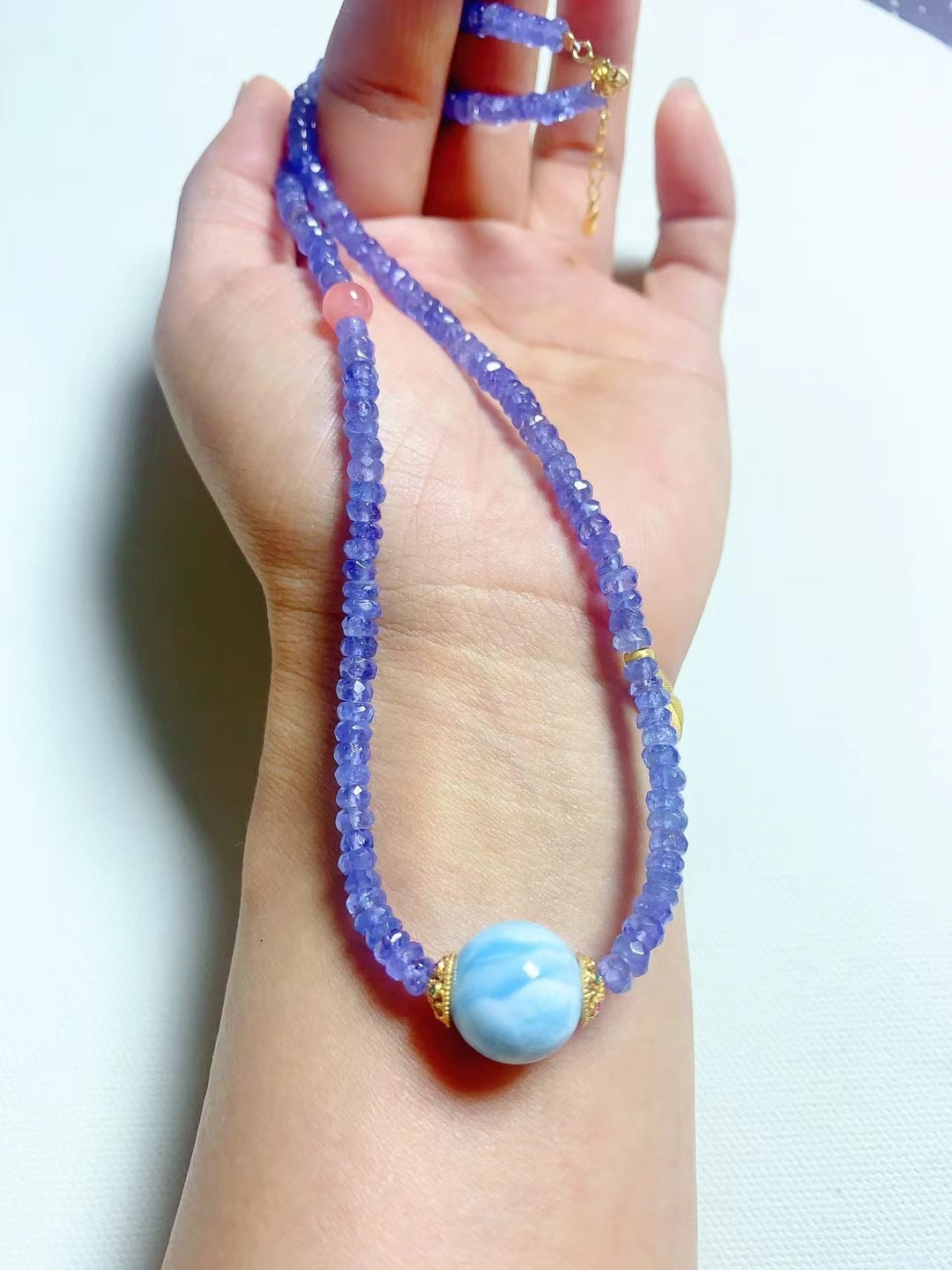 Le Coeur de la Mer - Natural Tanzanite & Larimar Necklace